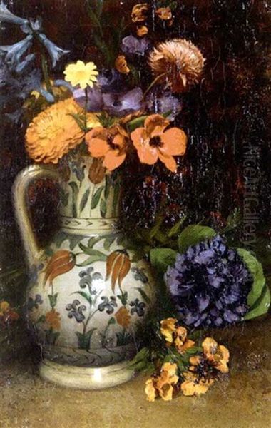 Fleurs Dans Un Vase Au Decor D'iznik Oil Painting by Louis Joseph Anthonissen