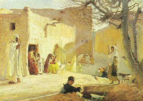 Scene Du Village Dans Le Sud-algerien Oil Painting by Louis Joseph Anthonissen