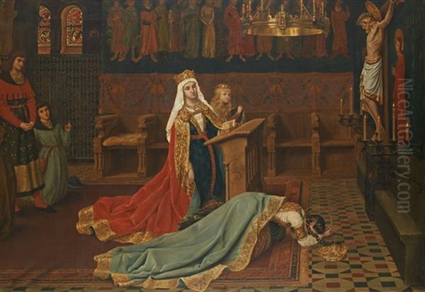 Sainte Elisabeth De Hongrie Oil Painting by Jean-Baptiste Anthony