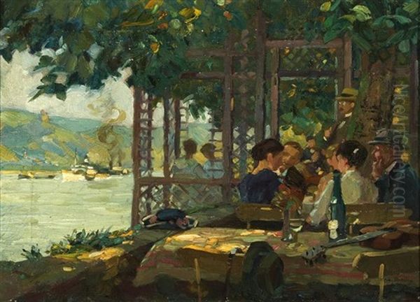 Sommerliche Gaststatte (im Garten Zu Rhens Am Rhein) by Otto Antoine