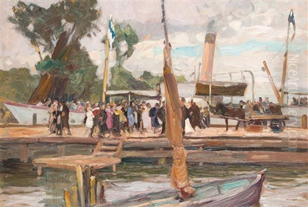 Sommerliche Uferpromenade (wannsee?) by Otto Antoine