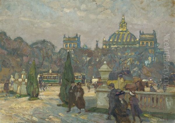 Reges Treiben Vor Dem Berliner Reichstag Oil Painting by Otto Antoine