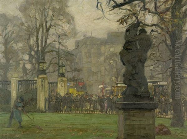 Am Untergrundbahnhof Leipziger Platz Oil Painting by Otto Antoine