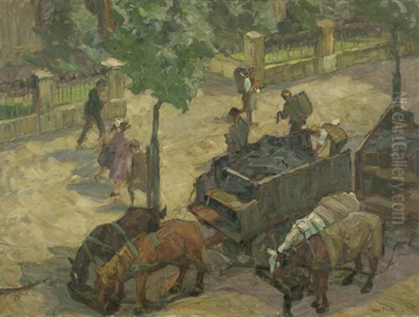 Kohlenwagen Oil Painting by Otto Antoine