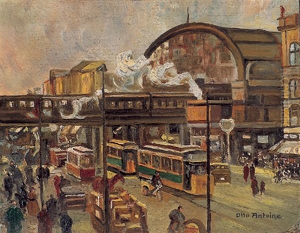 Bahnhof Friedrichstrase Oil Painting by Otto Antoine