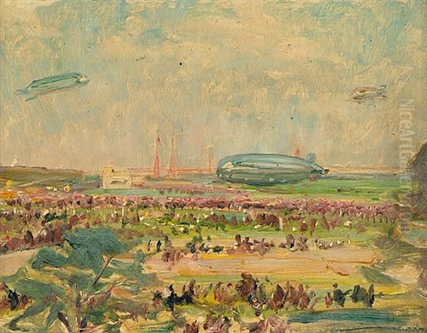 Zeppelin Auf Dem Tempelhoferfeld by Otto Antoine