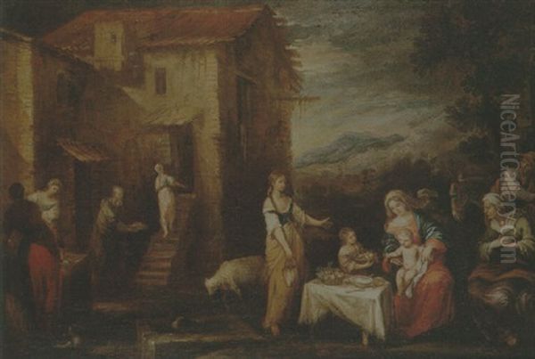 The Rest On The Flight Into Egypt Oil Painting by Francisco Antolinez