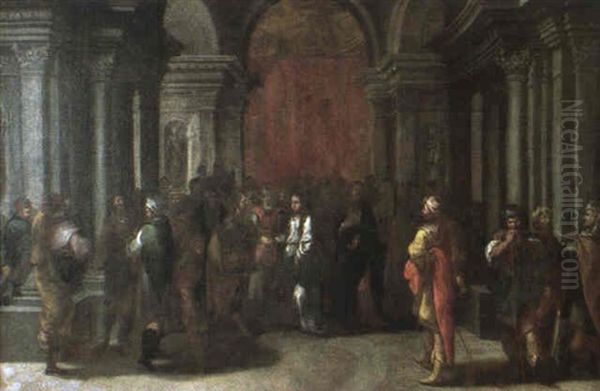 Presentacion De La Virgen En El Templo Oil Painting by Francisco Antolinez