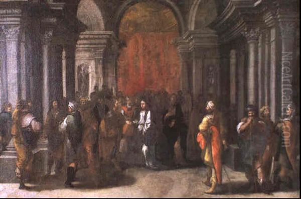 Presentacion De La Virgen En El Templo Oil Painting by Francisco Antolinez