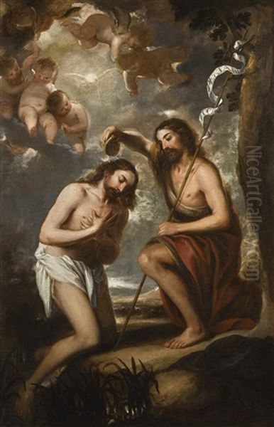 The Baptism Of Christ Oil Painting by Jose Antolinez