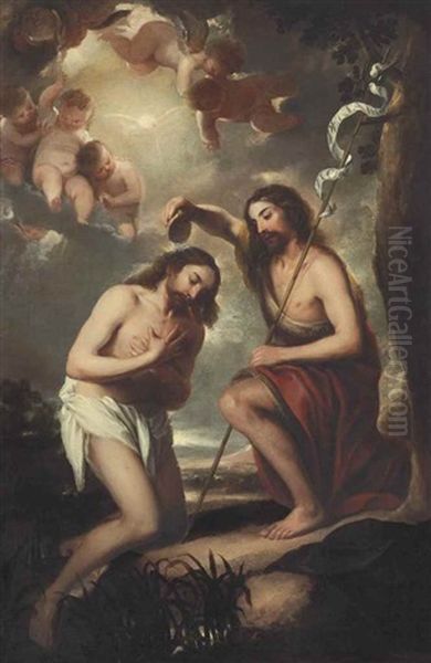 The Baptism Of Christ Oil Painting by Jose Antolinez