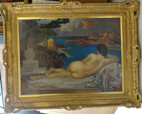 Nu Allonge Devant La Mer Oil Painting by Louis-Ferdinand Antoni