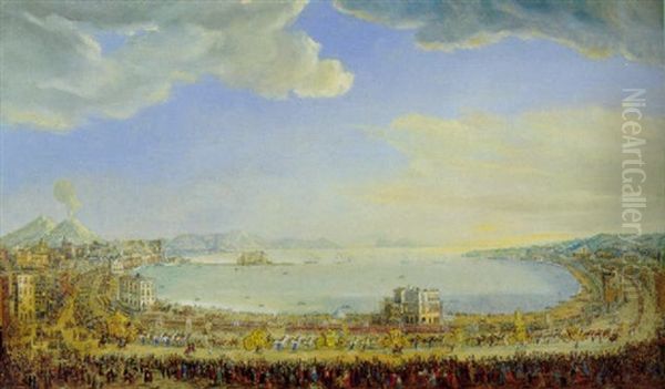 Napoli: La Processione Reale Alla Riviera Di Chiaia Per La Festa Di Piedigrotta Oil Painting by Pietro Antoniani