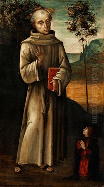 Heiliger Franziskaner Mit Stifter Oil Painting by  Antonio Massari da Viterbo