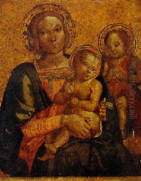 Madonna And Child With Saint John The Baptist Oil Painting by  Antonio Massari da Viterbo