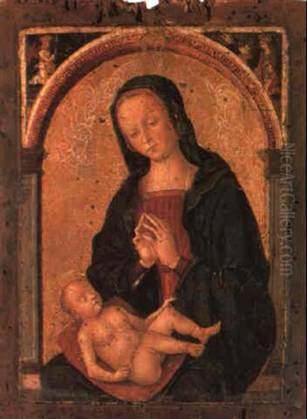 The Madonna And Sleeping Christ Child Oil Painting by  Antonio Massari da Viterbo