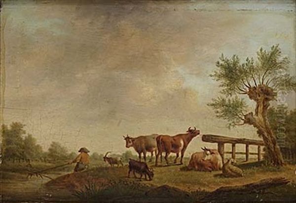 Landskap Med Kor Och Getter Oil Painting by Henri-Joseph Antonissen