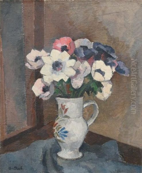 Nature Morte Au Bouquet Oil Painting by Louis Robert Antral