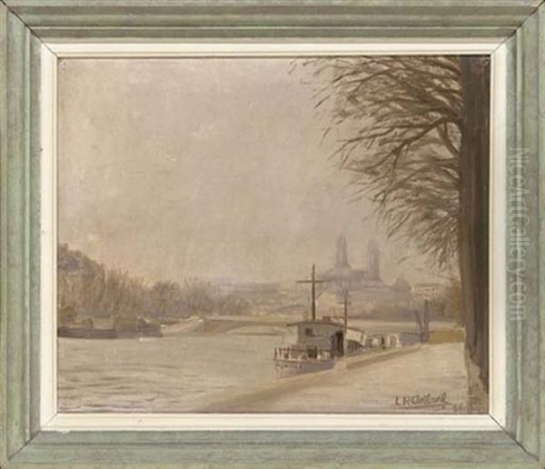 Looking Down The Seine Oil Painting by Louis Robert Antral