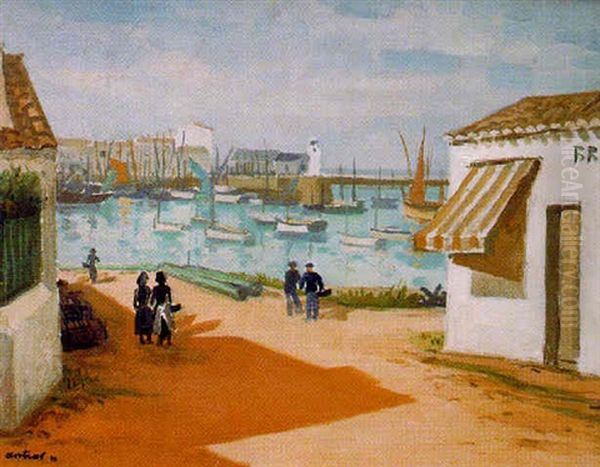 Le Port De L'iile D'yeu Oil Painting by Louis Robert Antral