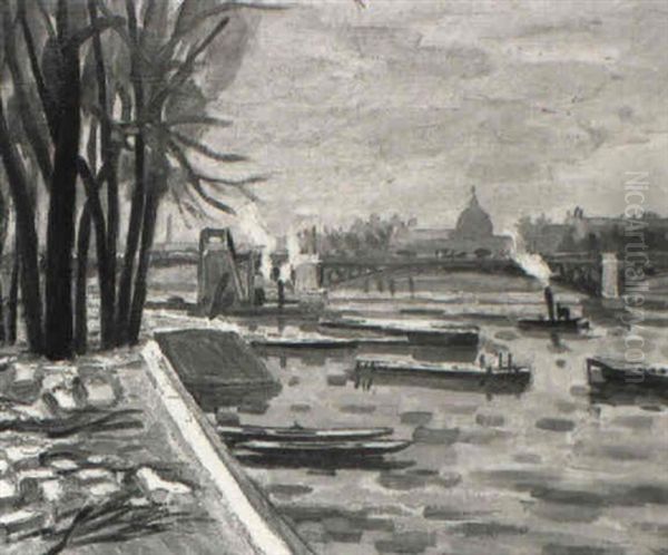 Bord De Seine Oil Painting by Louis Robert Antral