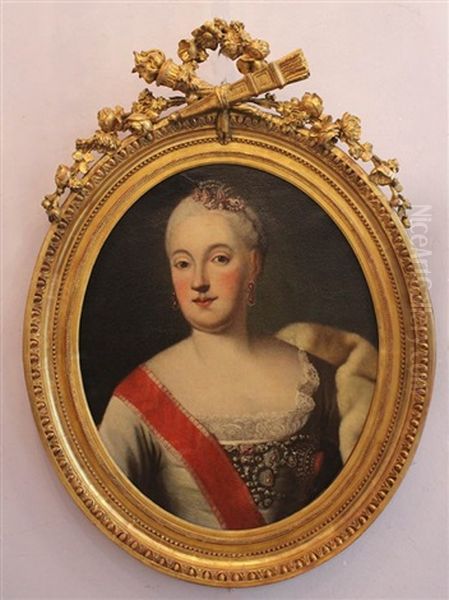 Half Portrait Of The Young Katharina Ii The Great (1729-1796) Oil Painting by Aleksei Petrovich Antropov