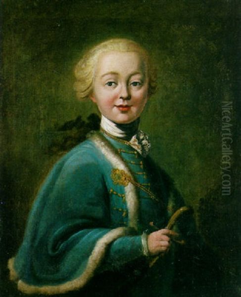 A Portrait Of Tzarina Elisabeth Petrovna With An Ermine-trimmed Coat, Holding A Sword Oil Painting by Aleksei Petrovich Antropov