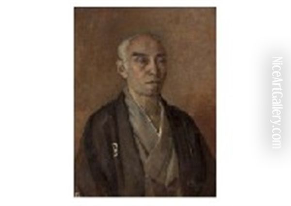 Portrait Of Tomiyasu Inosaburo Oil Painting by Shigeru Aoki