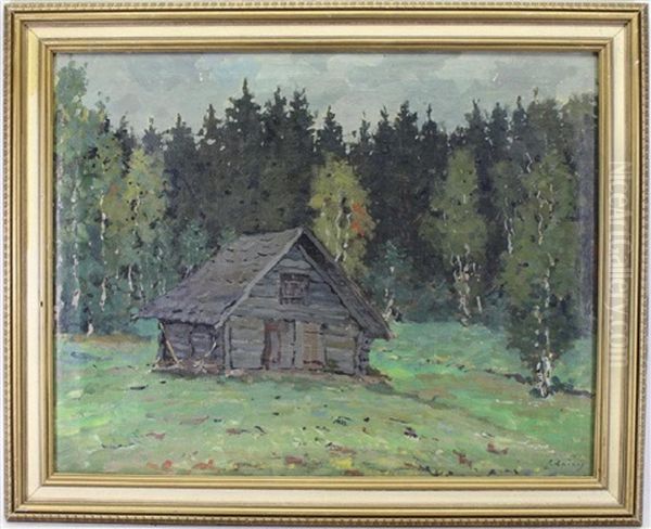 Painting Of A House In A Wooded Landscape Oil Painting by Jekabs Apinis