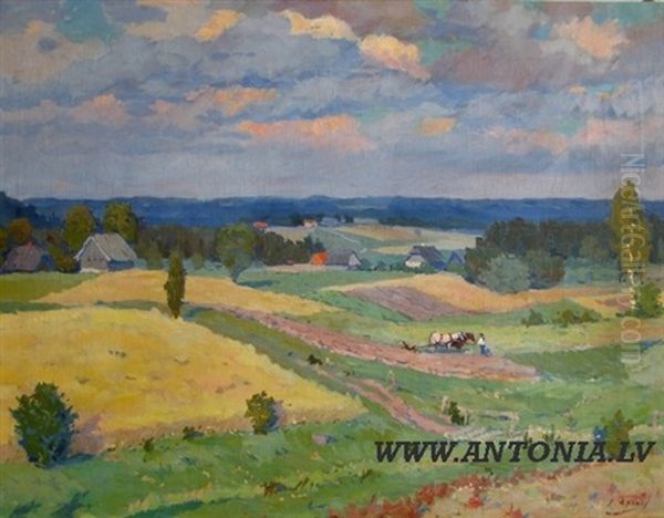 Summer Landscape Oil Painting by Jekabs Apinis