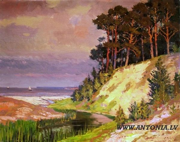 Backwater At The Sea Oil Painting by Jekabs Apinis