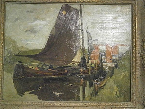 Zeilboot Bij Een Sluis Oil Painting by Armand Adrien Marie Apol