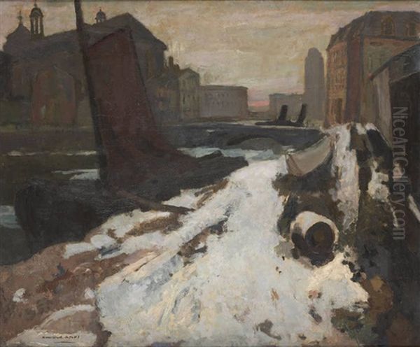 Quai Enneige Oil Painting by Armand Adrien Marie Apol