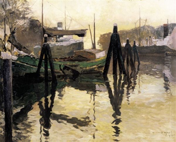 Binnenhaven Te Dordrecht Oil Painting by Armand Adrien Marie Apol