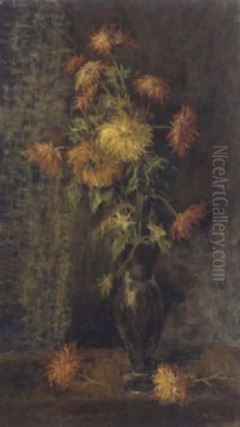 Dahlien In Vase Oil Painting by Armand Adrien Marie Apol