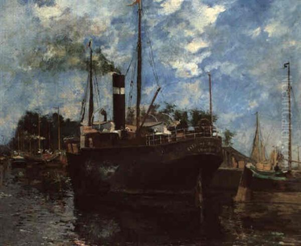 Vapeur A Quai Oil Painting by Armand Adrien Marie Apol