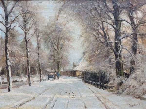 A Snowy Lane In The Hague Oil Painting by Louis Apol