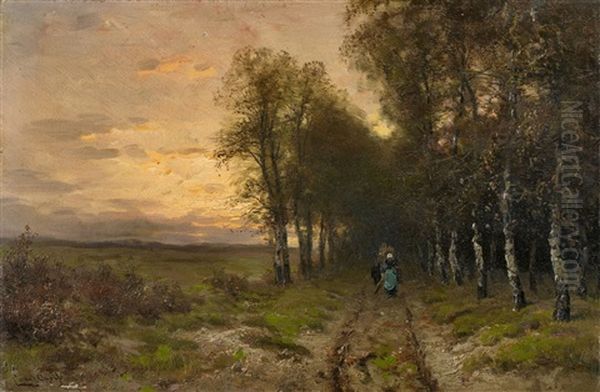 Abendliche Landschaft Mit Heimkehrenden Reisigsammlern Oil Painting by Louis Apol