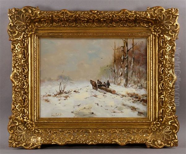 Winter Scene Oil Painting by Louis Apol