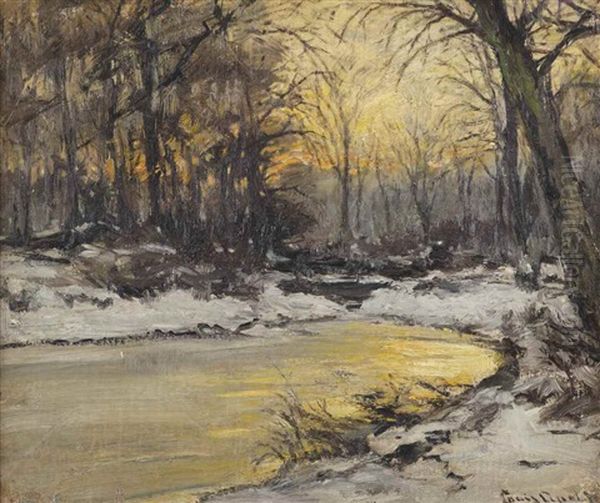 Early Morning In A Snow Covered Forest Oil Painting by Louis Apol