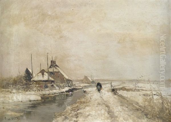 Winterlandschaft Mit Einem Gehoft Oil Painting by Louis Apol