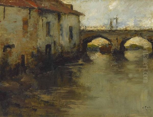 Kanal Mit Brucke Und Speichergebauden Oil Painting by Louis Apol