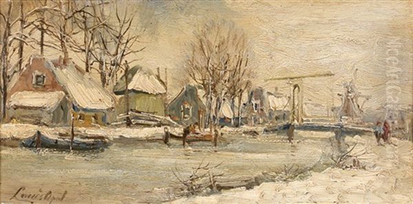 Maisons Sous La Neige Oil Painting by Louis Apol