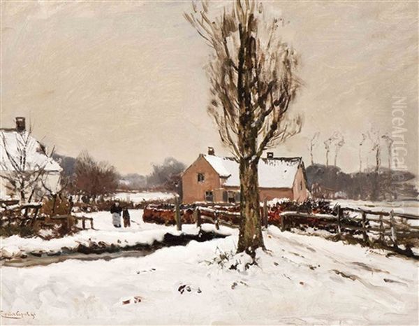 The Biljoen Estate In Velp In Winter Oil Painting by Louis Apol