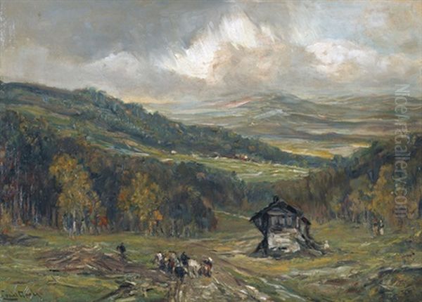 Hugelige Landschaft Bei Gewitterstimmung Oil Painting by Louis Apol