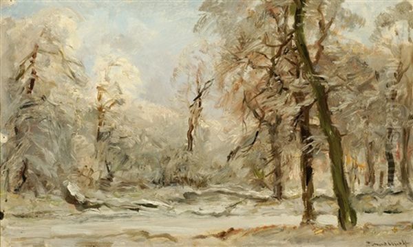 Snow-covered Forest Oil Painting by Louis Apol