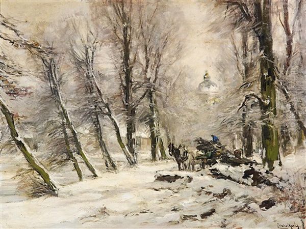 Winter Im Schlosspark Oil Painting by Louis Apol