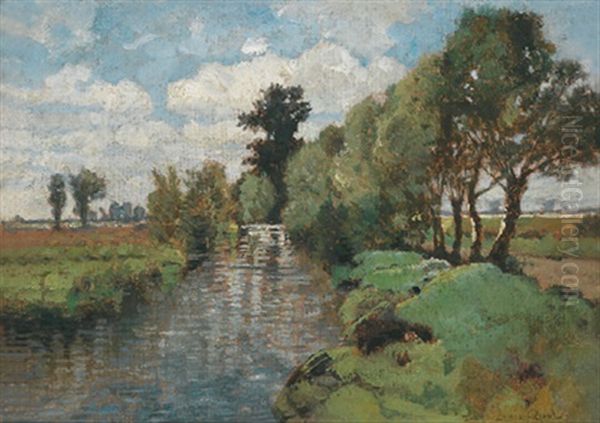 Hollandische Kanallandschaft Oil Painting by Louis Apol