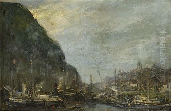 The Harbour Of Bergen Oil Painting by Louis Apol