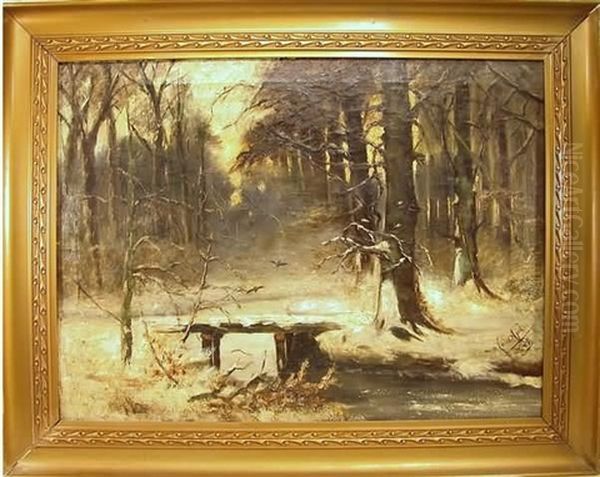 Winter Woodland Landscape by Louis Apol